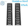 Set of 2 Black Steel E Track Tie Down Rails for Garages Vans Trailers