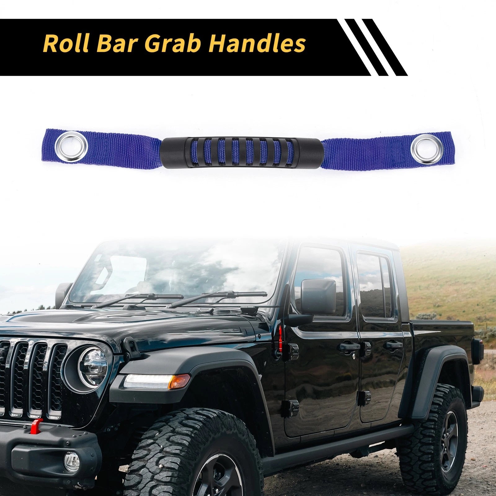 2X Roll Bar Grab Handles for Jeep Wrangler (2007–2023) - Oxford Cloth Blue