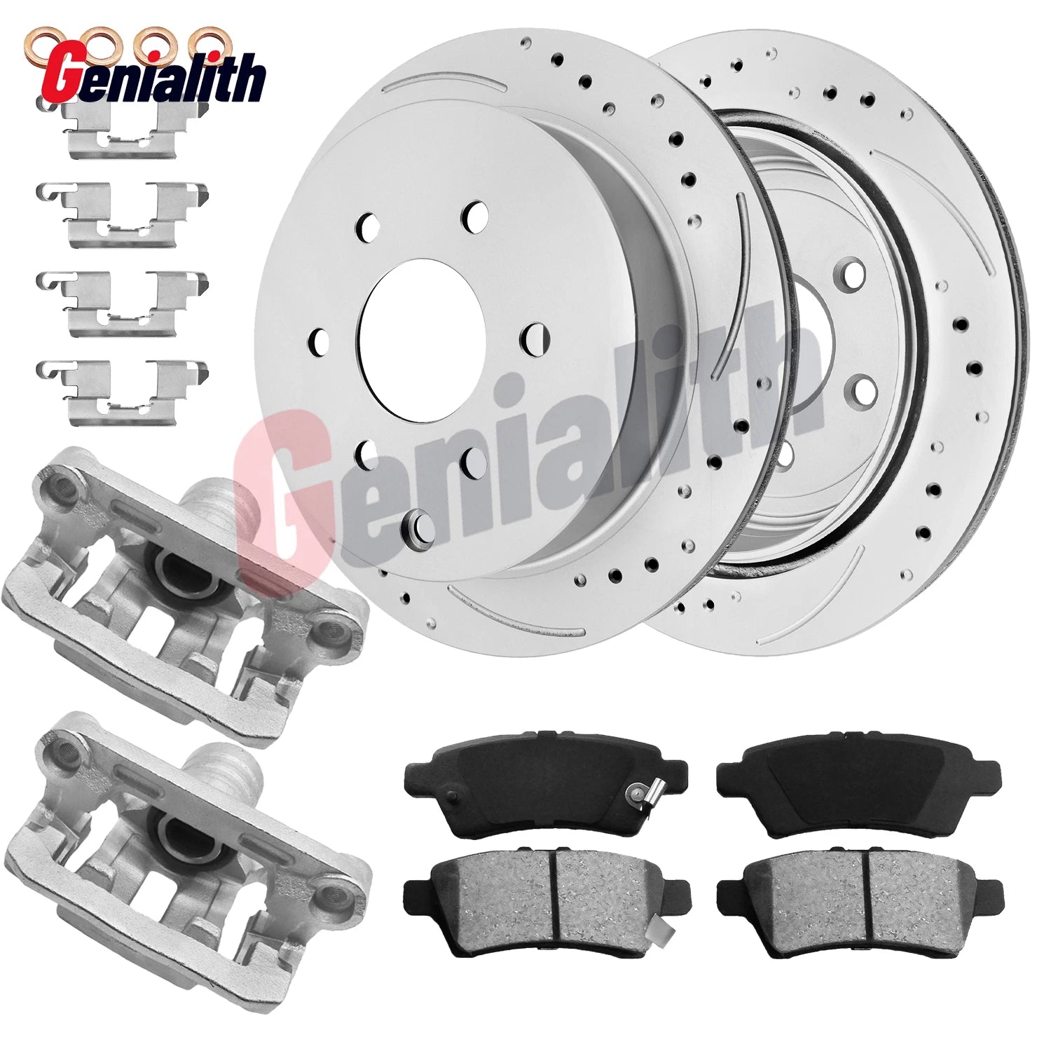 Rear Disc Brake Rotors Calipers + Pads for Nissan Frontier (2005–2022)