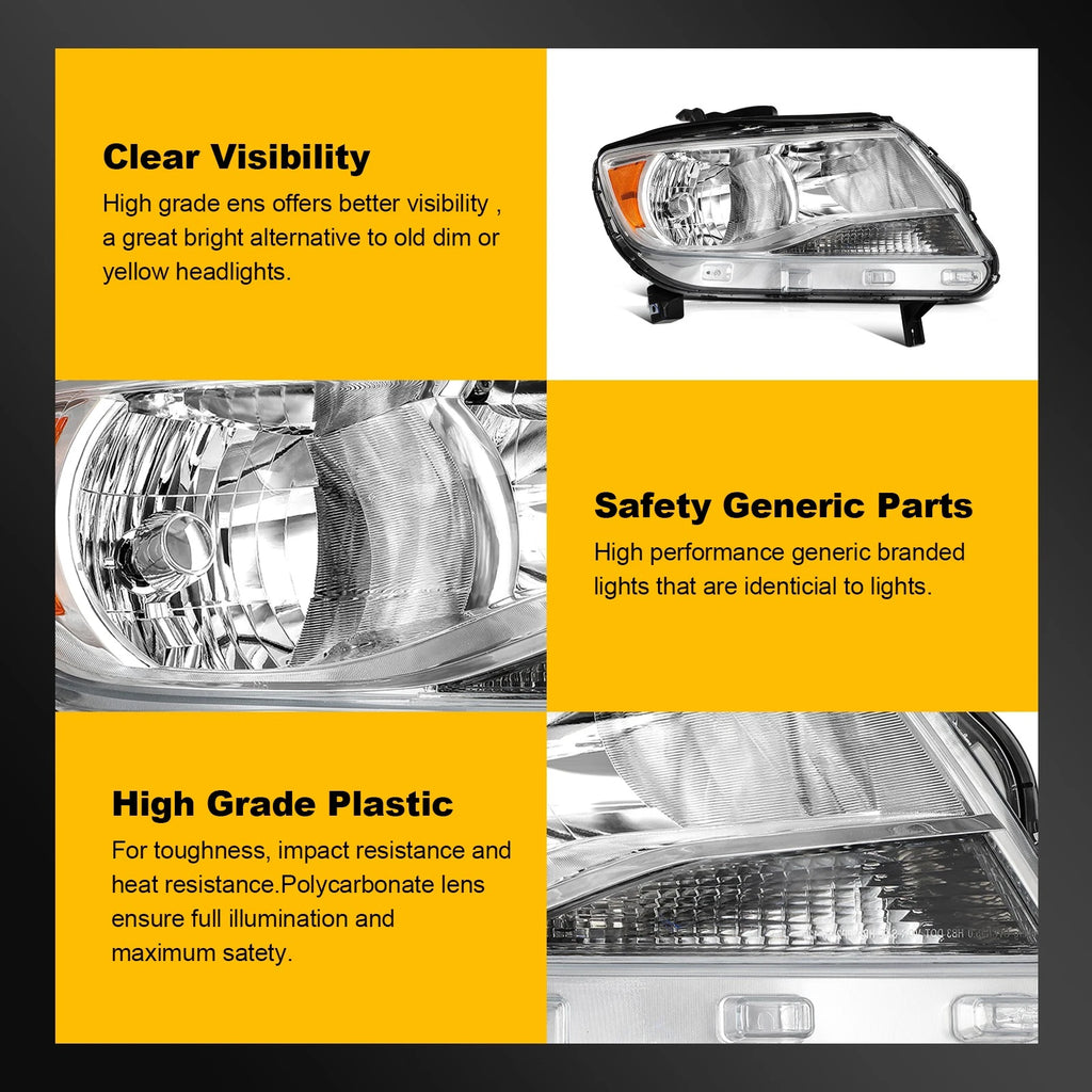 Set of 2 Headlight Assemblies for Chevy Colorado (2015–2022) Chrome Housing