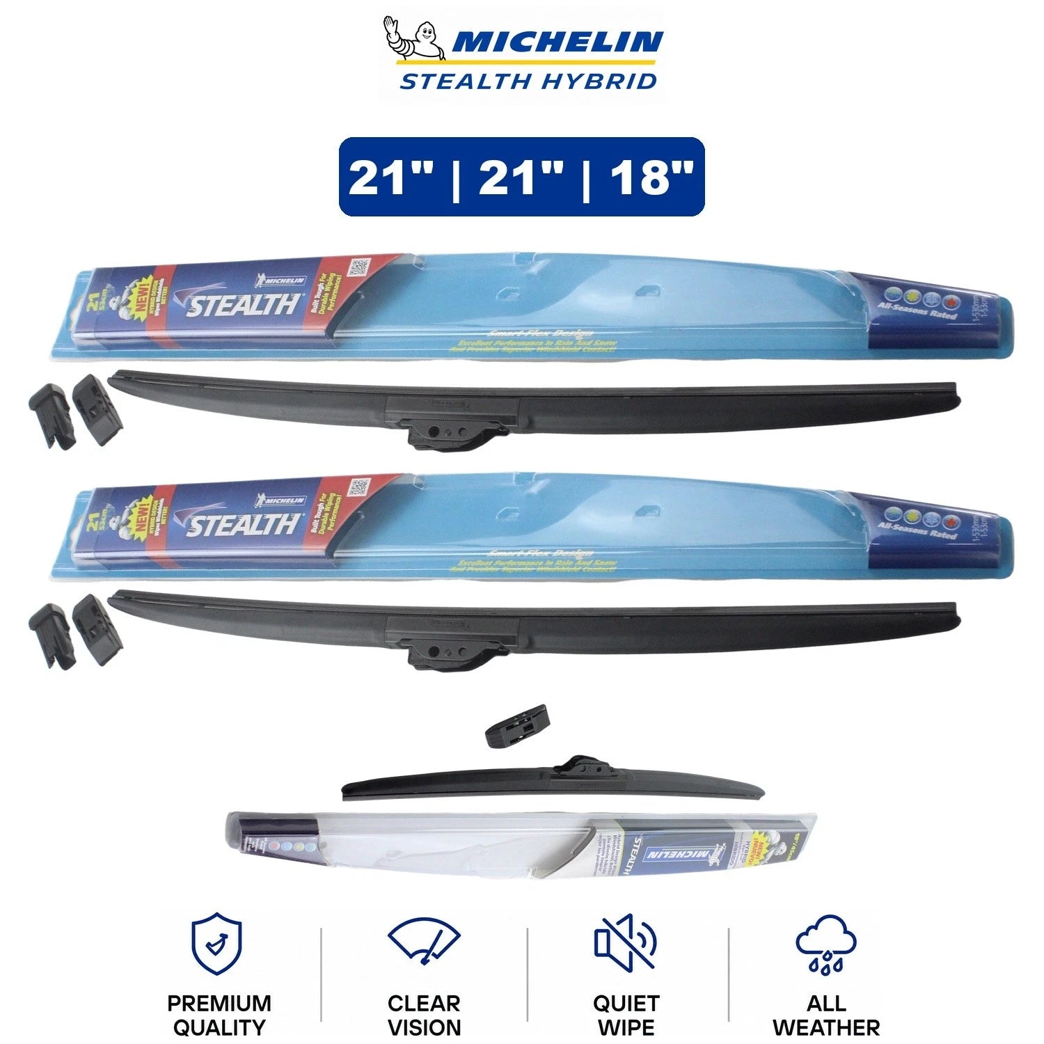 Set of 3 Wiper Blades for Audi 200 Quattro (1991) - 21"/21"/18"