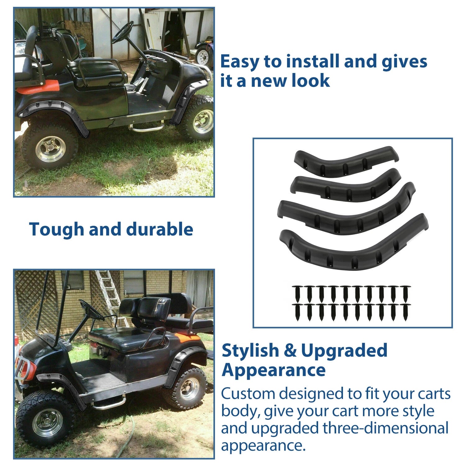 Fender Flares for Yamaha G14 G16 G19 G20 G22 Golf Cart (W/ Hardware)