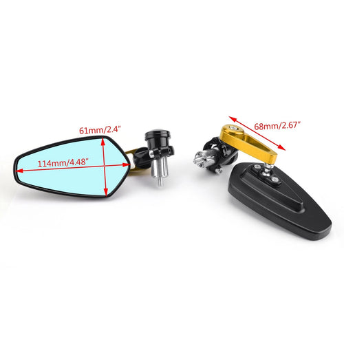 1 Pair 7/8" 22mm Gold Handle Bar End Side Rearview Mirrors for Motorcycle