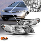 Chrome Housing Headlight Set for Honda Civic Sedan (2006–2011)
