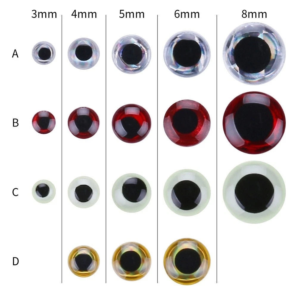 Realistic Fish Eyes for Lures (0.3cm to 0.8cm) - Gold Plated Plastic