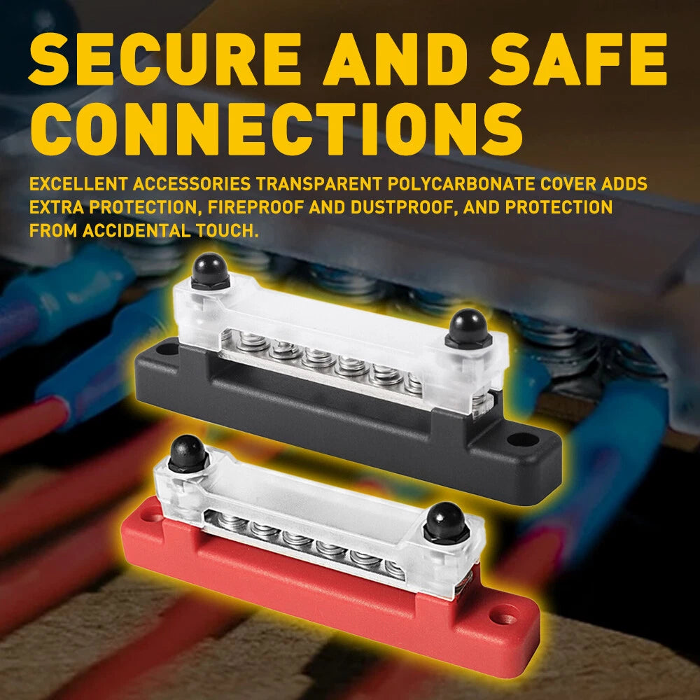 2X 12V Terminal Block Bus Bar with Covers for Auto Boat Power