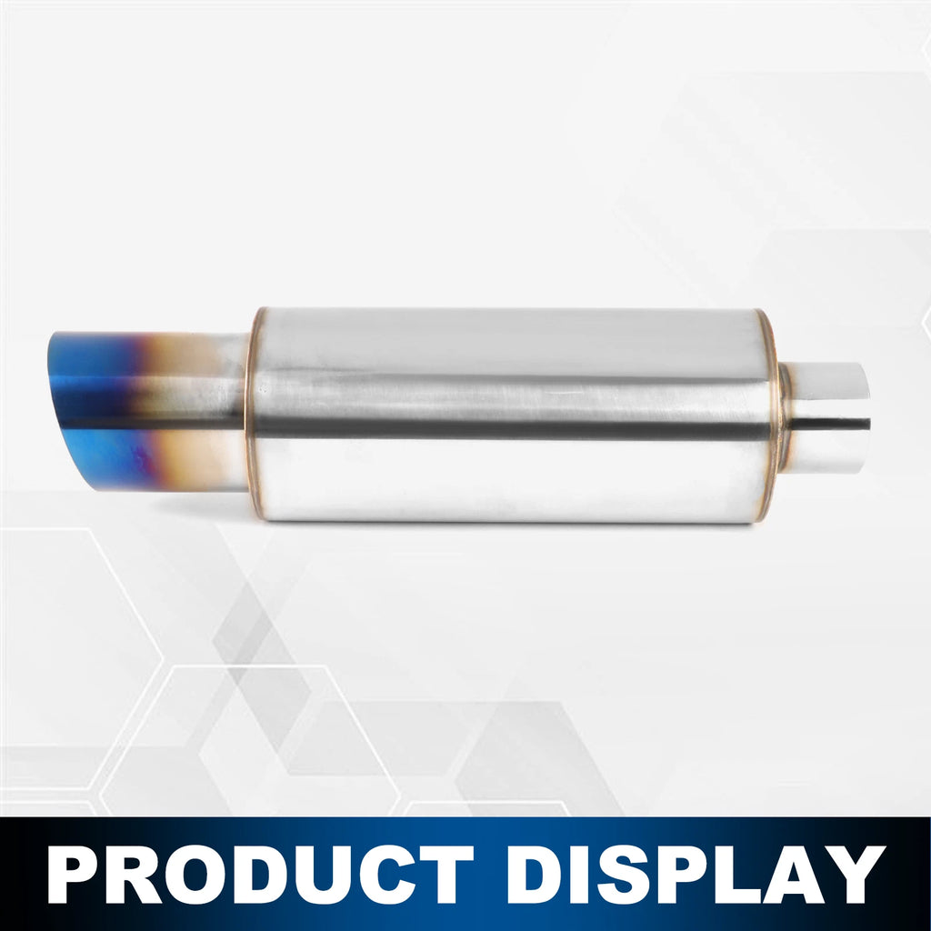 3" Burnt Diagonal Tip Round Stainless Steel Exhaust Muffler for