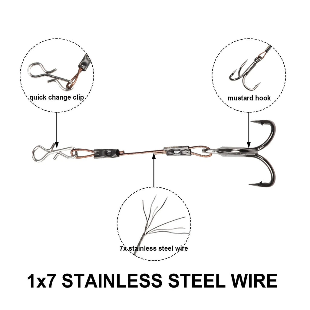 Pike Lure Tool Treble Hooks Set of 4 Stainless Steel