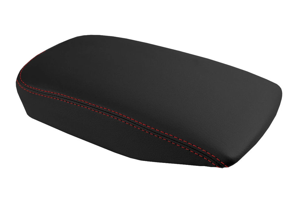 Leather Console Lid Armrest Cover for Cadillac CTS (2003–2007) Red Stitch