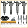 4X Ignition Coil + 4X Iridium Spark Plug for Hyundai Sonata, Kia Optima (2011–2019)