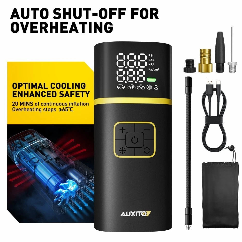Cordless Air Compressor Tire Inflator for Car Moto Bike Tires (150 PSI)