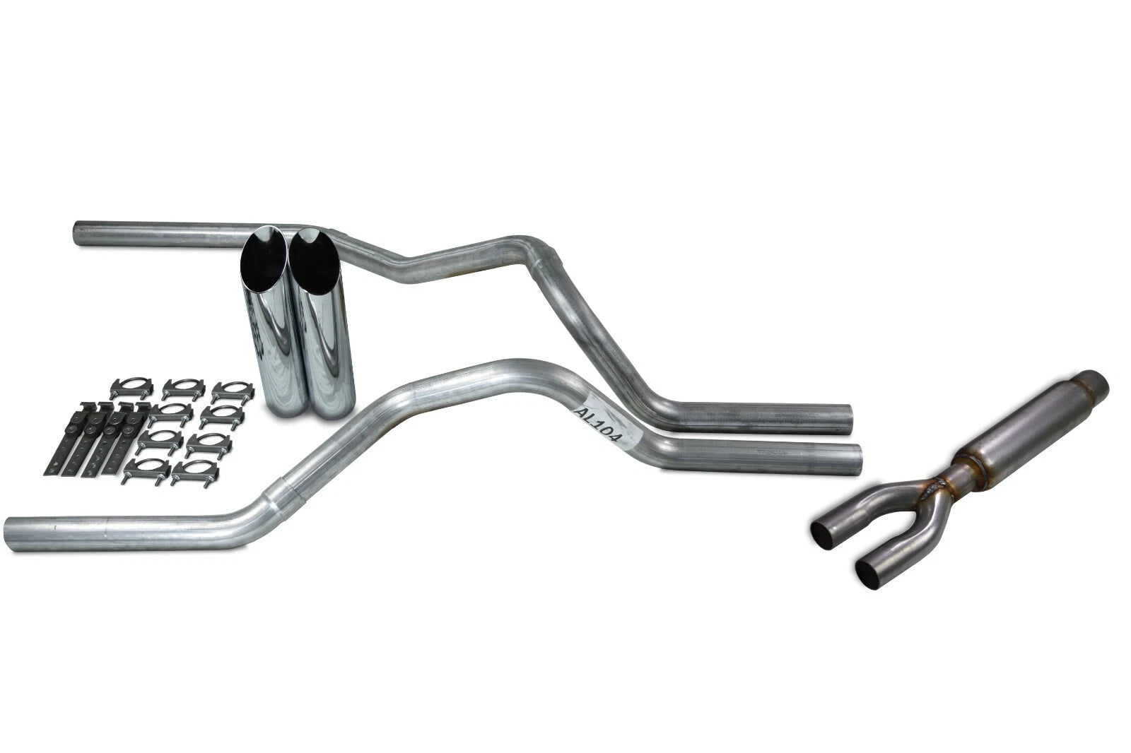 2.5" Dual Exhaust Kit for Chevy GMC 1500 Truck (2015–2018) - Glasspack Slash Tip