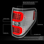 Tron Style LED Tube Tail Brake Light Reverse Lamp Chrome for Ford F150 (2009–2014)