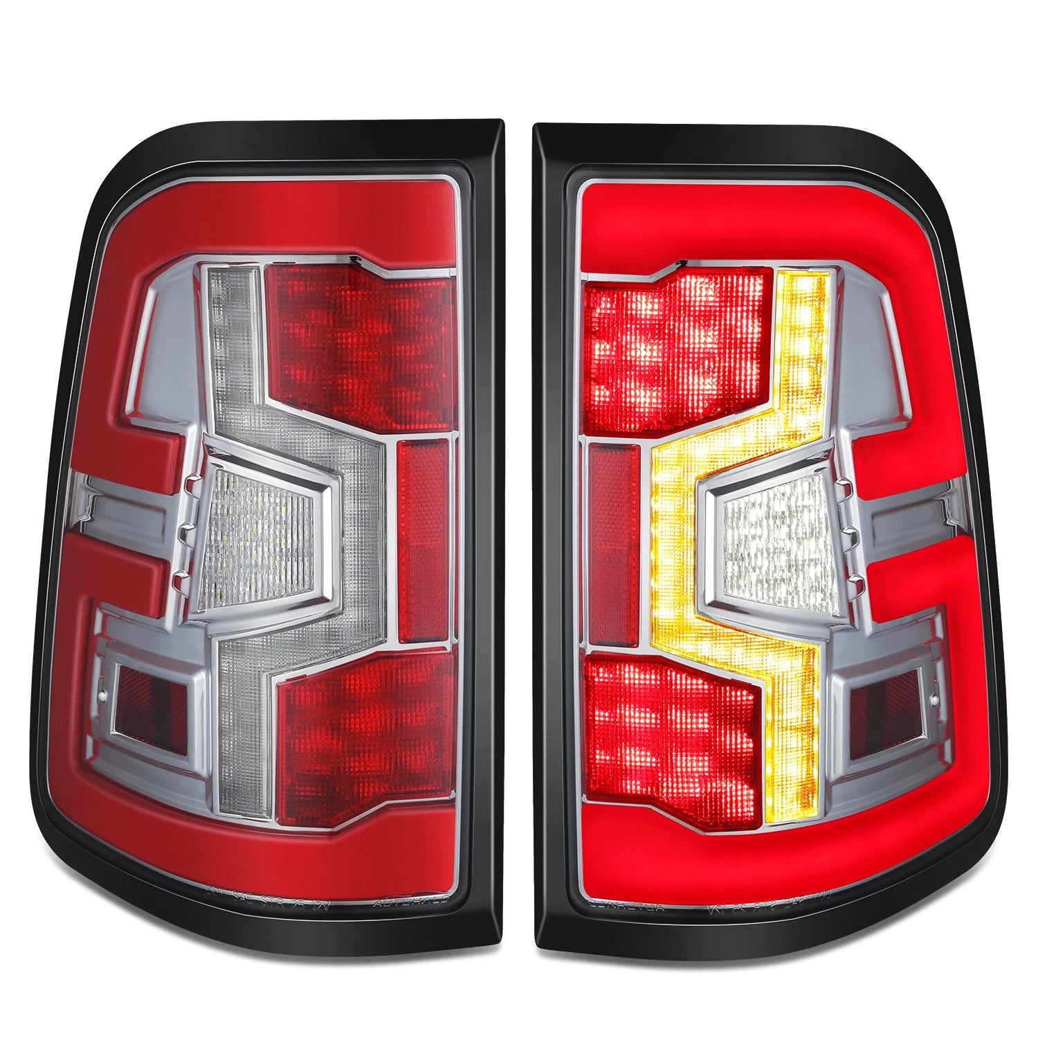 Chrome Red Full LED Light Bar Projector Tail Light Assembly for Ram 1500 (2019–2024)