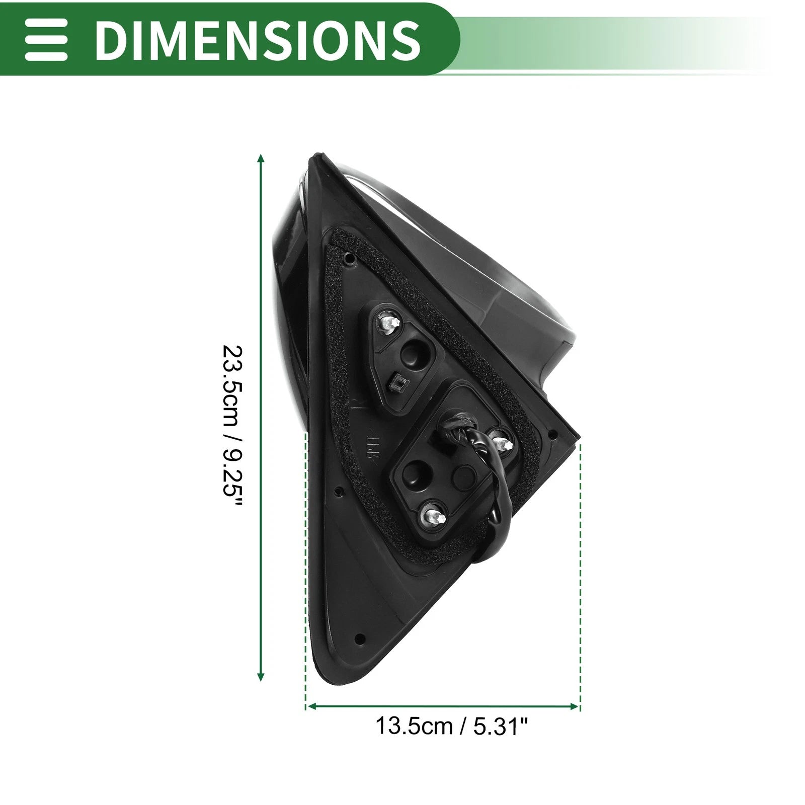Right Side Door Mirror for Toyota Highlander (2014–2019) Manual Folding Gloss Black