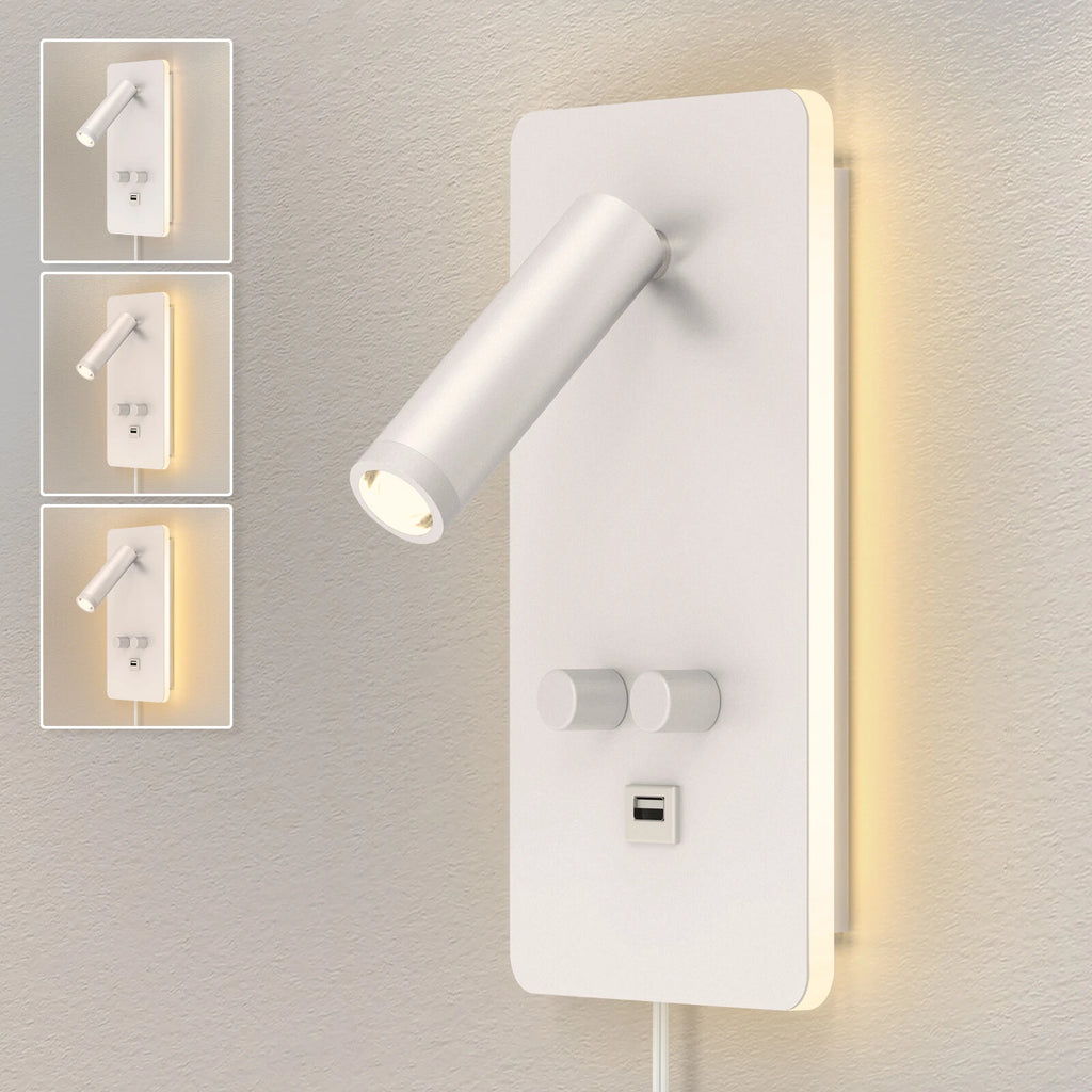 LED Wall Sconce Reading Spot Light for Bedroom (USB, Adjustable Angle)