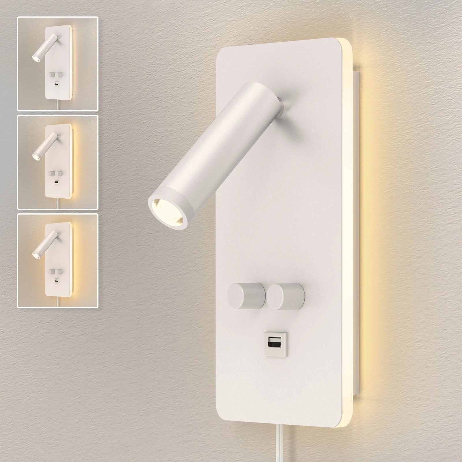 LED Wall Sconce Reading Spot Light for Bedroom (USB, Adjustable Angle)