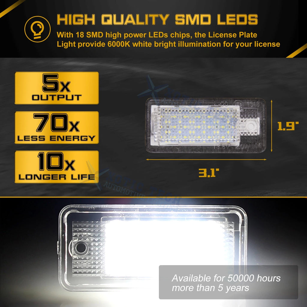 Full SMD LED License Plate Light for Audi A3 A4 A6 A8 S3 S4 S6 S8 Q7 (2010-2018)