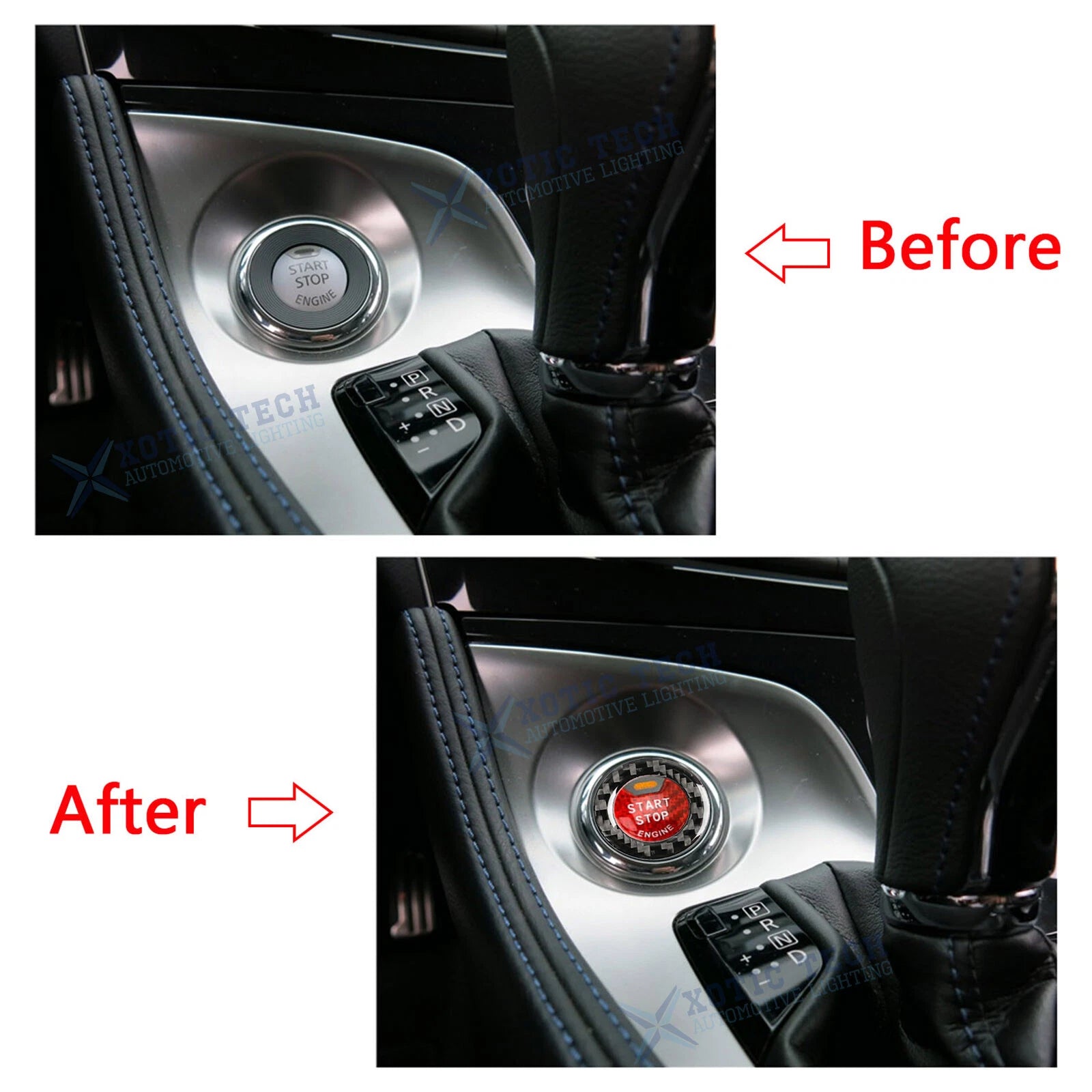 Carbon Fiber Engine Start Stop Button & Ring Covers for Infiniti Q50 Q60 (2015-2023)