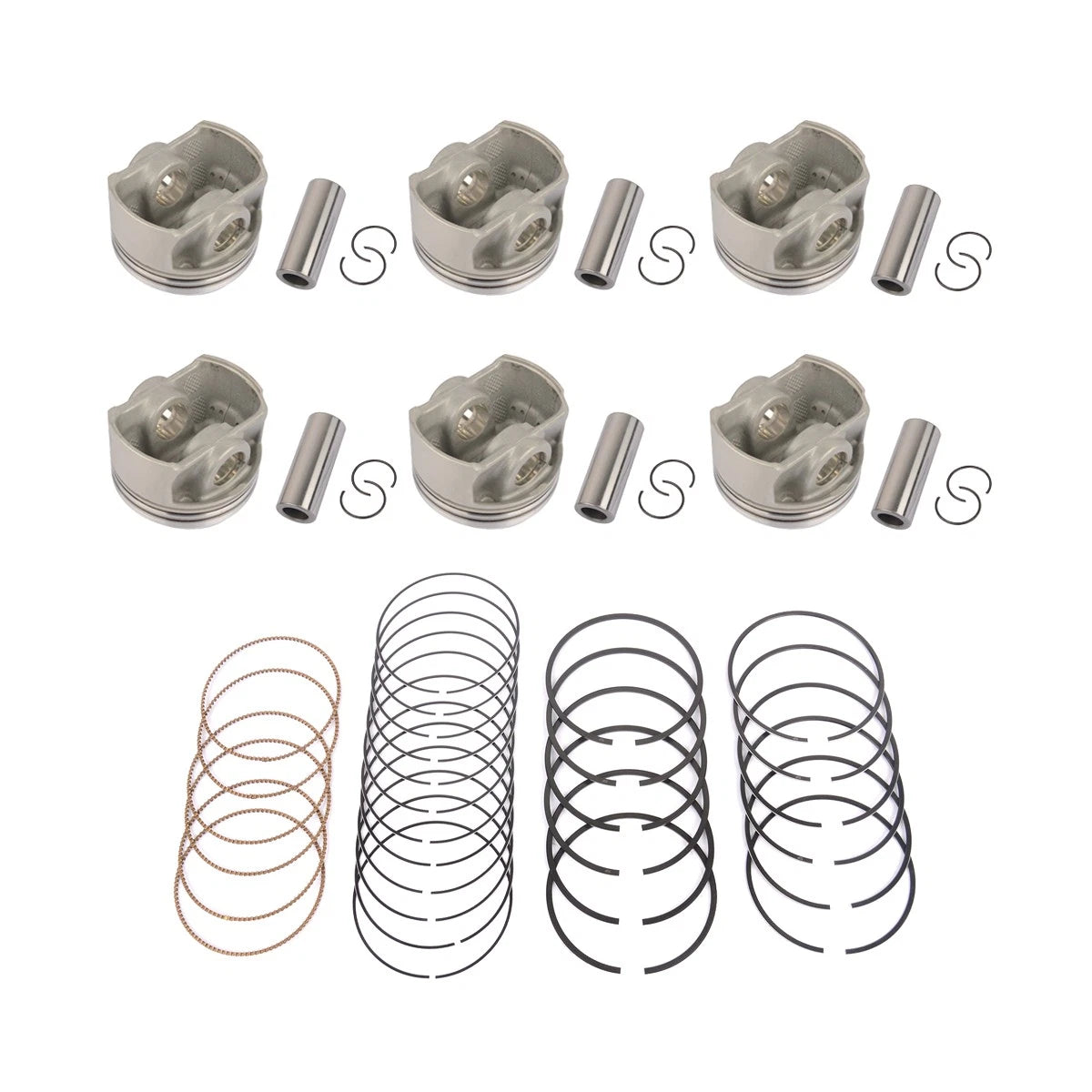 Set of 6 Pistons & Bearings for Audi S4 S5 A6 A8 Q5 Q7 VW Touareg (2011–2016)