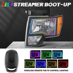 RGB LED Halo DRL Black Housing Amber Corner Headlights for Ford F-150 (2009–2014)