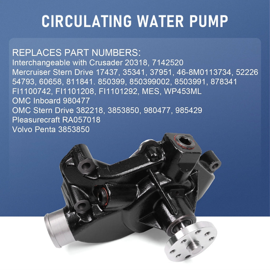 Water Pump with Gasket for MerCruiser 4.3L 5.0L 5.7L 6.2L