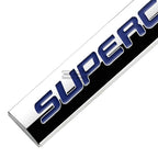 Polished Blue Supercharged Metal Emblem Badge for Universal Fit