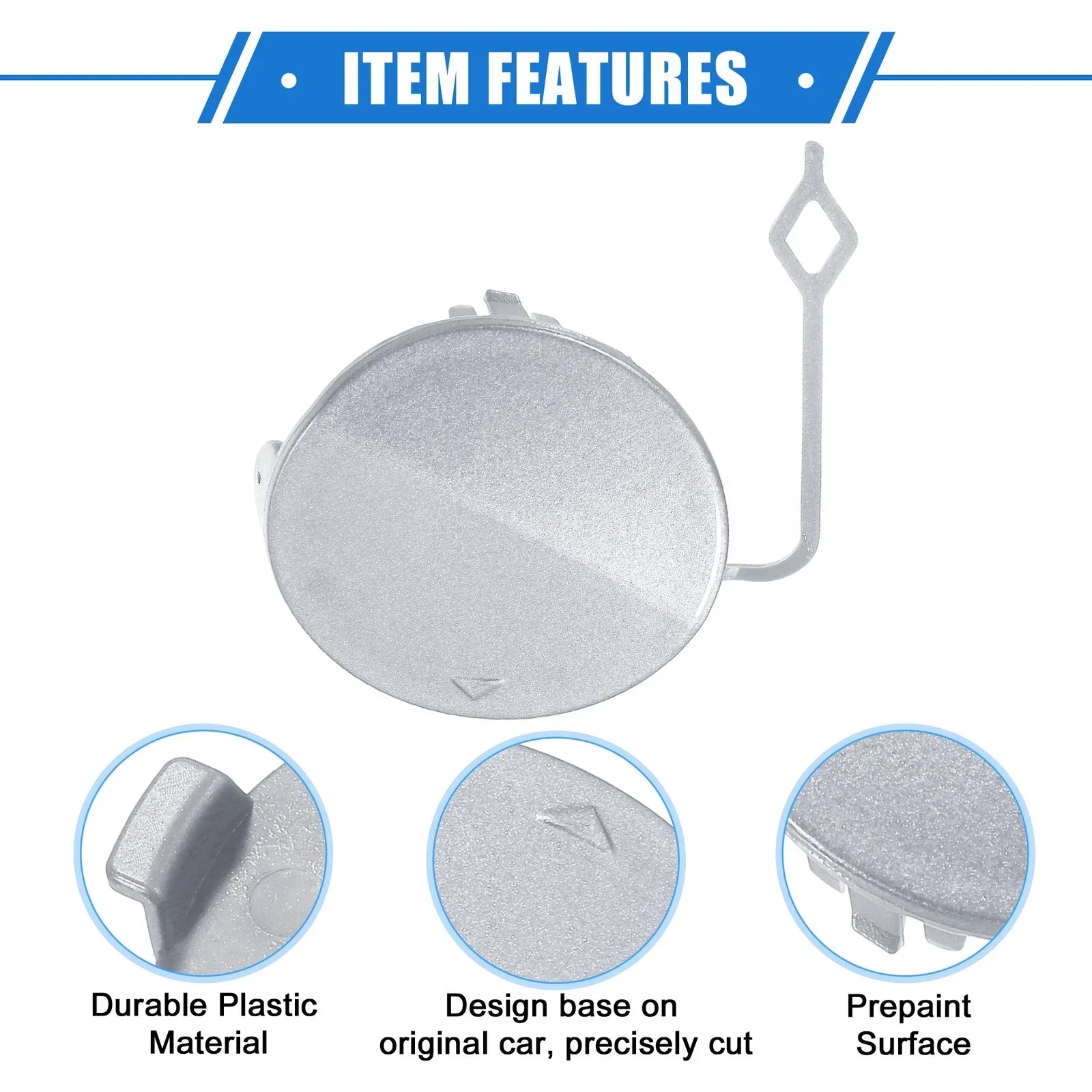 Tow Hook Eye Hole Cover Cap for BMW F32 Front Right Silver Tone