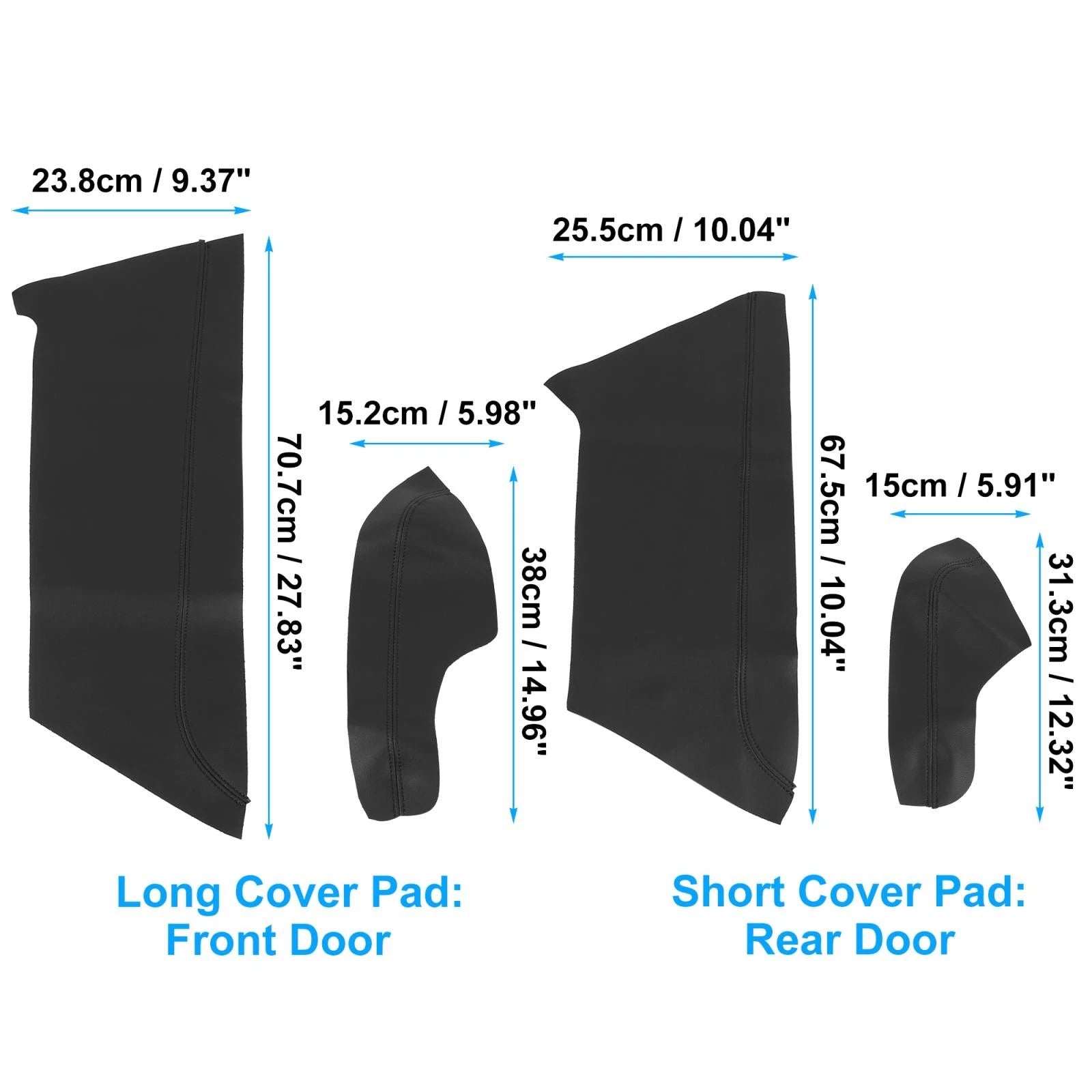 8Pcs Door Panel Armrest Protector Cover Pad for Honda Civic (2016–2020) Black