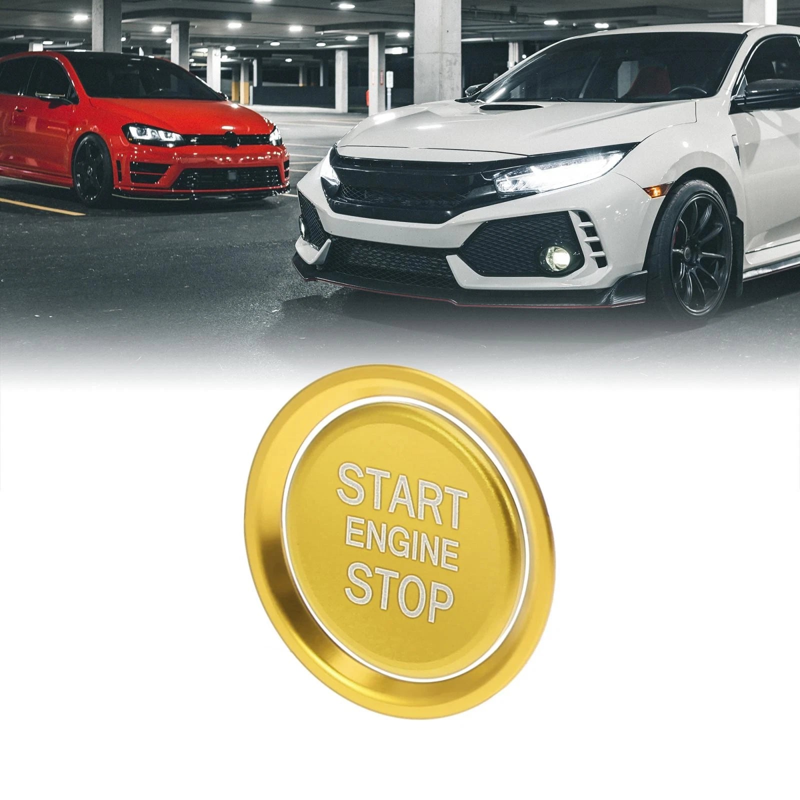 Start Stop Button Cover Ring Kit for Audi A4L A6L Q5 A5 A7 (2010–2023) Gold Tone