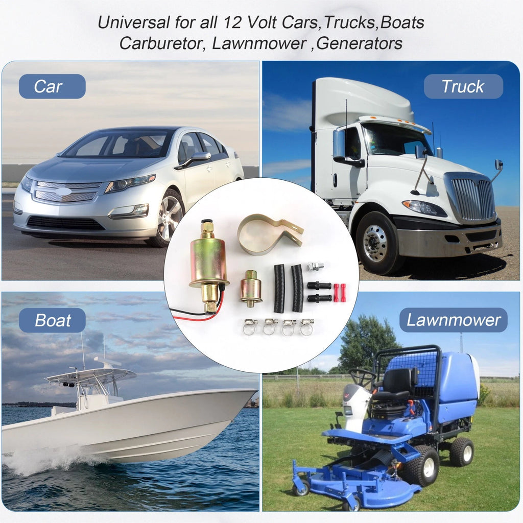 Electric Fuel Pump for Universal 12V Vehicles (Installation Kit Included)