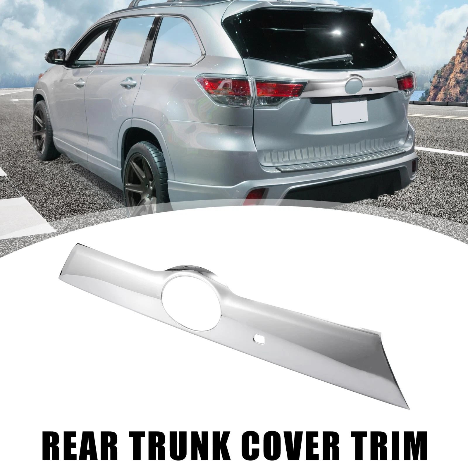 Chrome Plated ABS Rear Trunk Cover Trim for Toyota Highlander (2014–2018) 782685040877