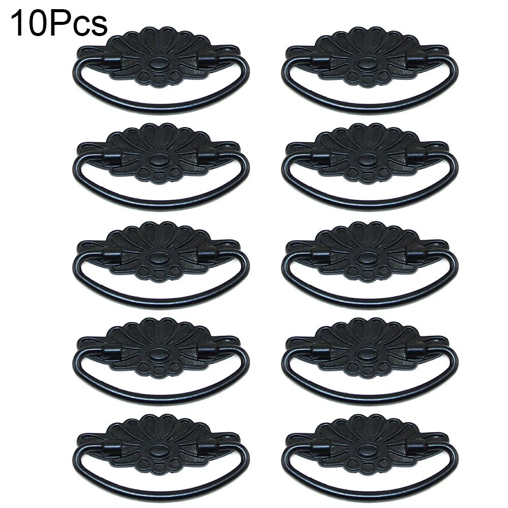 10X Antique Door Pull Handle for Kitchen Cupboard Drawer (Black)