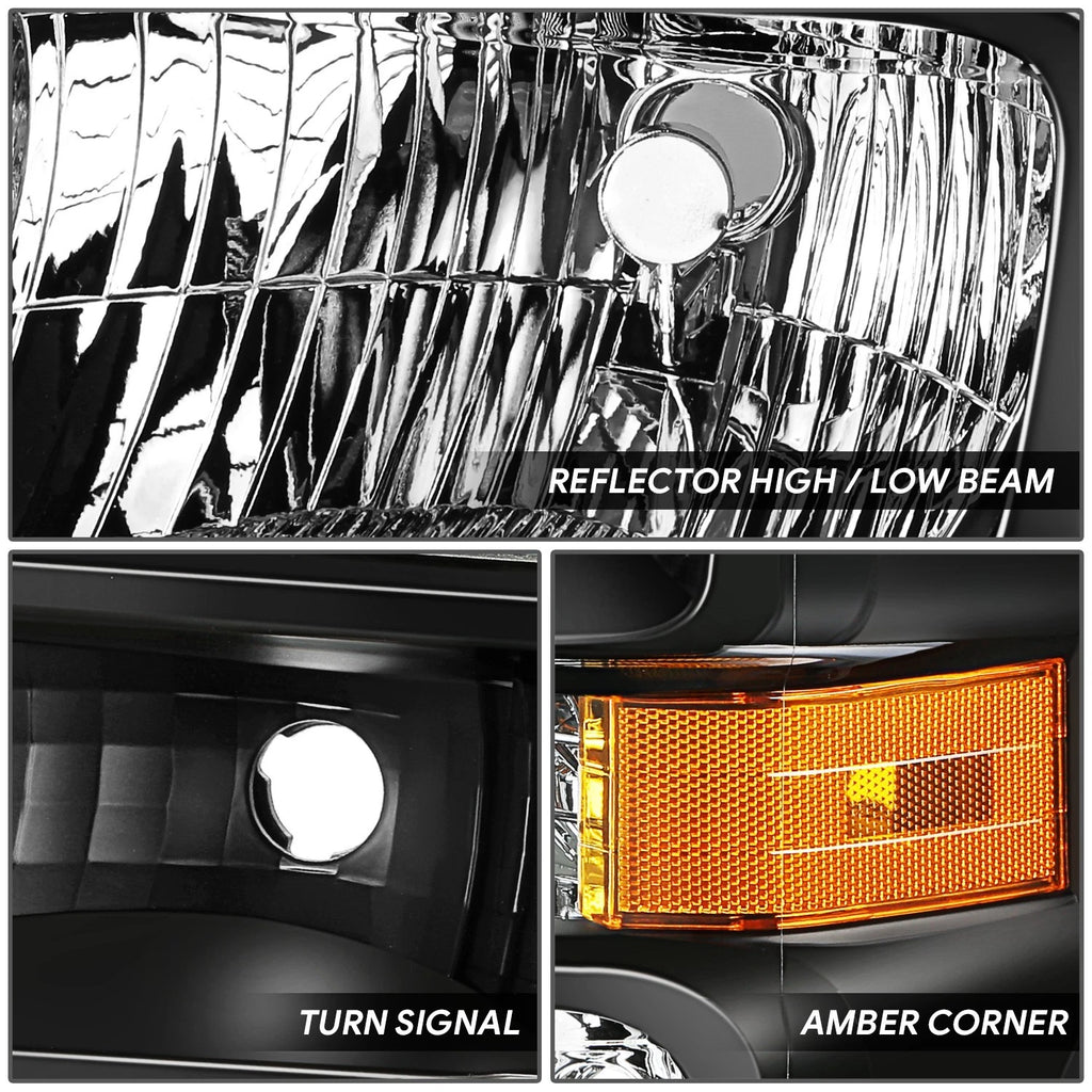 OE Style Black Housing Amber Corner Headlight for Ford E150-750 (2008–2021)