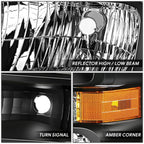 OE Style Black Housing Amber Corner Headlight for Ford E150-750 (2008–2021)