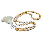 2X Bohemian Long Necklace Tassel Peace Sign Wood Beaded Fringe Pendant