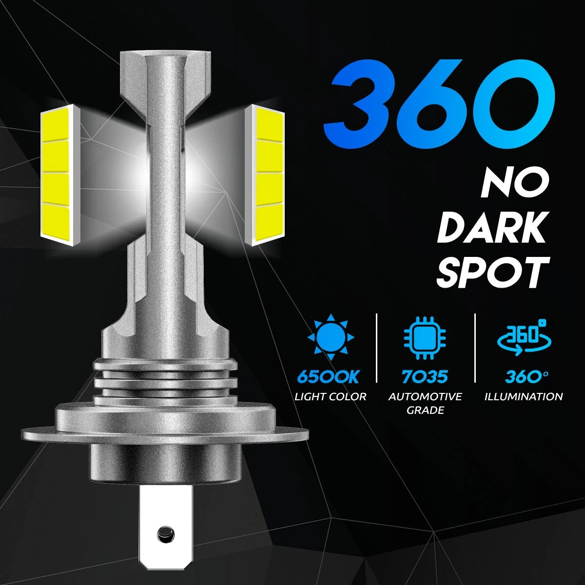 H7 LED Headlight Bulbs Kit for NOVSIGHT (10000LM, 50W, 6500K)