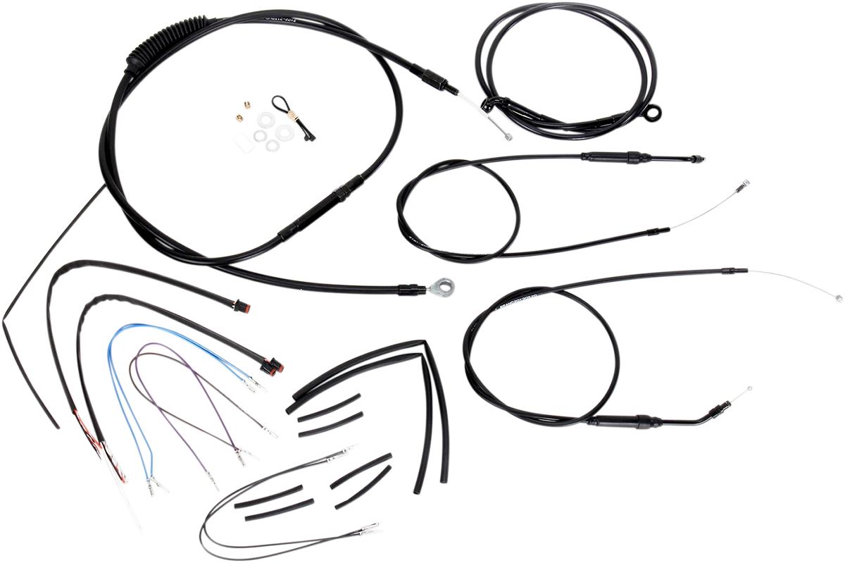 Complete Black Vinyl Handlebar Cable/Line Kit for Ape Hanger
