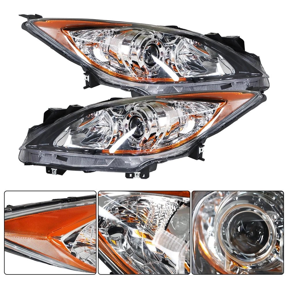 Set of 2 Headlamps for Mazda 3 (2010â2013) Halogen