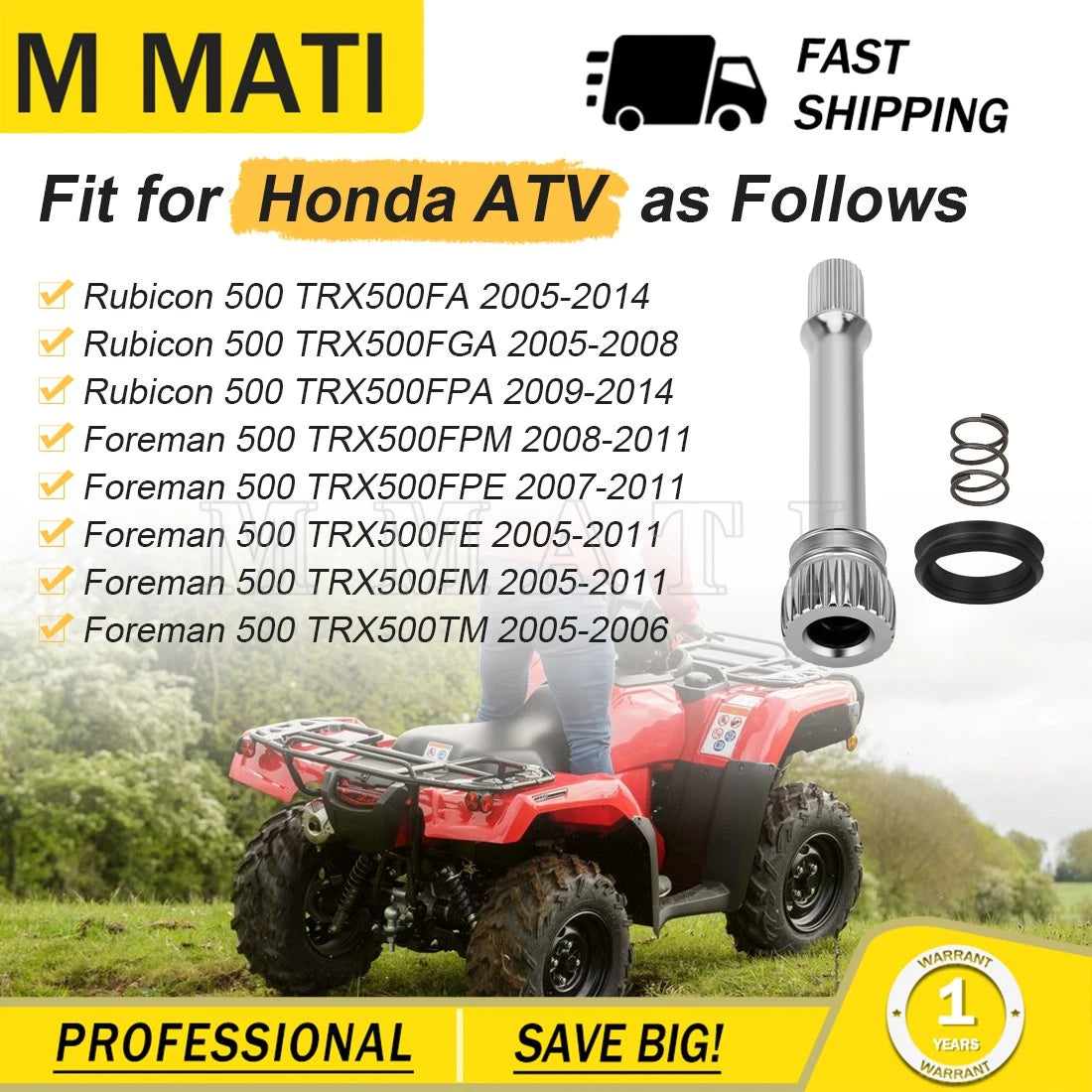 Rear Prop Shaft Assembly #40200-HP0-A00 for Honda TRX500FM (2005–2014)