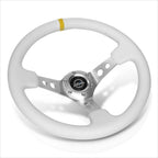 NRG RST-006WT-Y 6-Bolt 350mm Leather Racing Steering Wheel for Universal