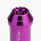 20 PC Open End M12x1.25 50mm Tall Purple Aluminum Lug Nuts + Lock Key for JDM