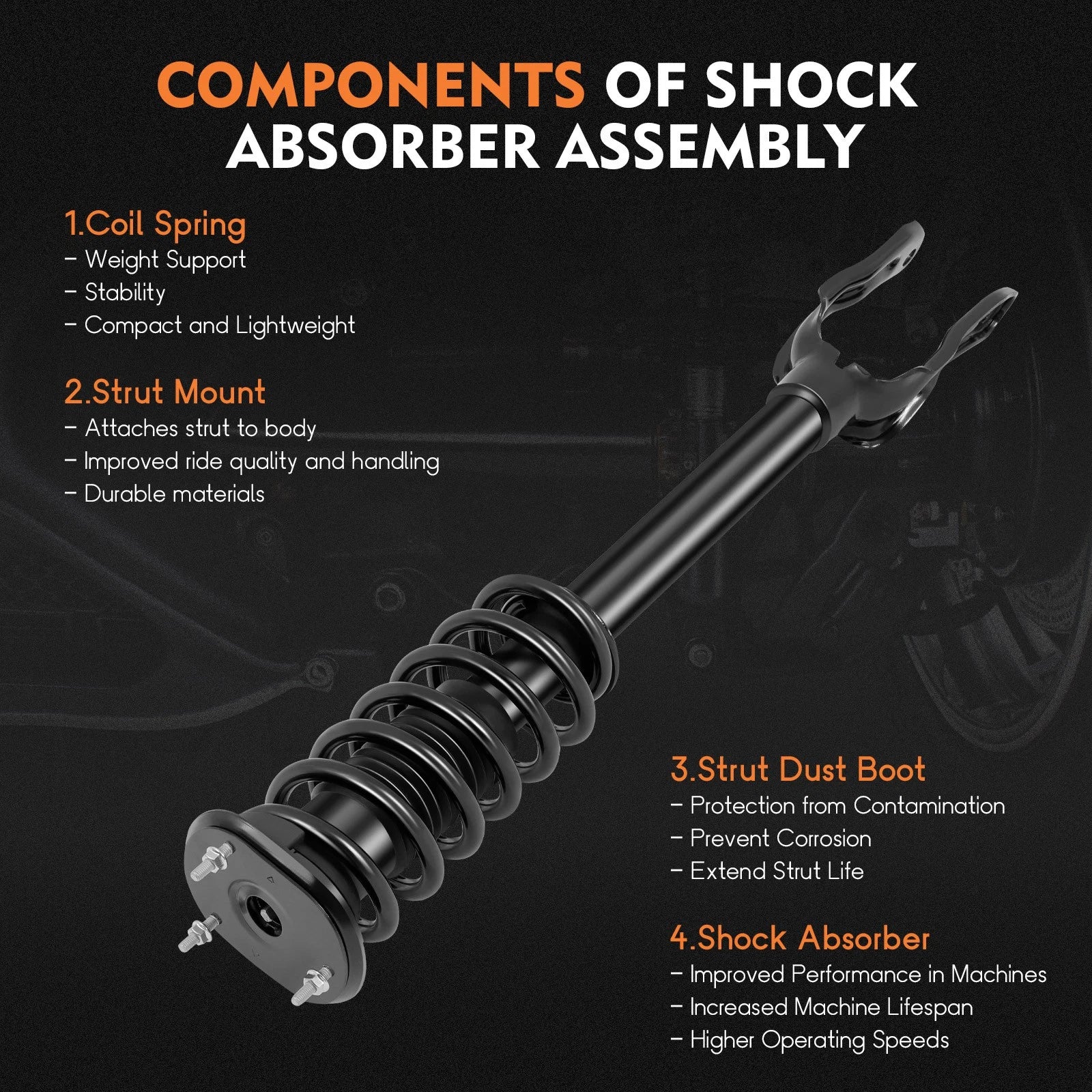 Set of 4 Complete Struts w/ Coil Springs for Jeep Grand Cherokee (2011–2015)