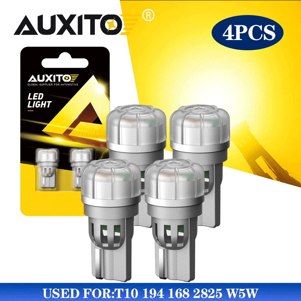 Set of 4 AUXITO Yellow Amber 175 2825 168 194 T10 LED Parking Light Bulbs