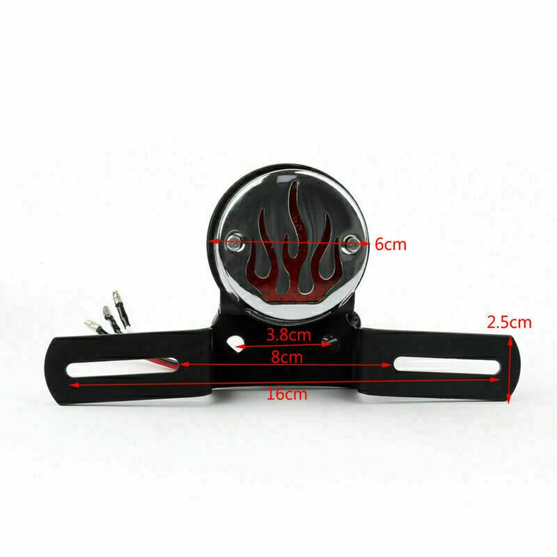 Flame Fire Rear Tail Light for Chopper Cafe Racer Bobber (Chrome, T9)