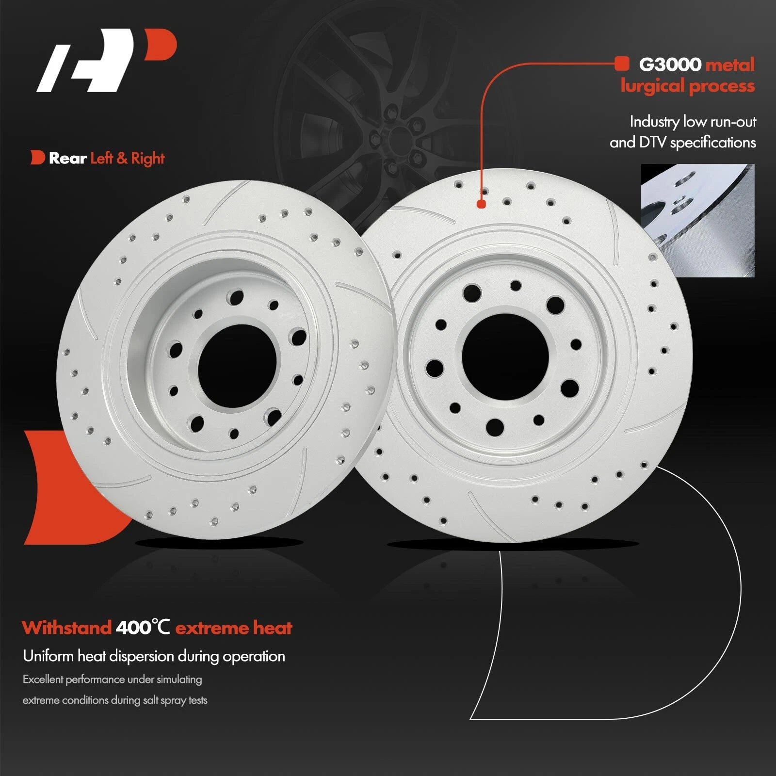 Set of 4 Drilled Brake Rotors for Chevy Equinox (2018–2023) Malibu GMC