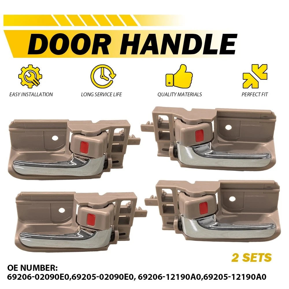 Set of 4 Beige Chrome Interior Door Handles for Toyota Corolla (2003–2008)