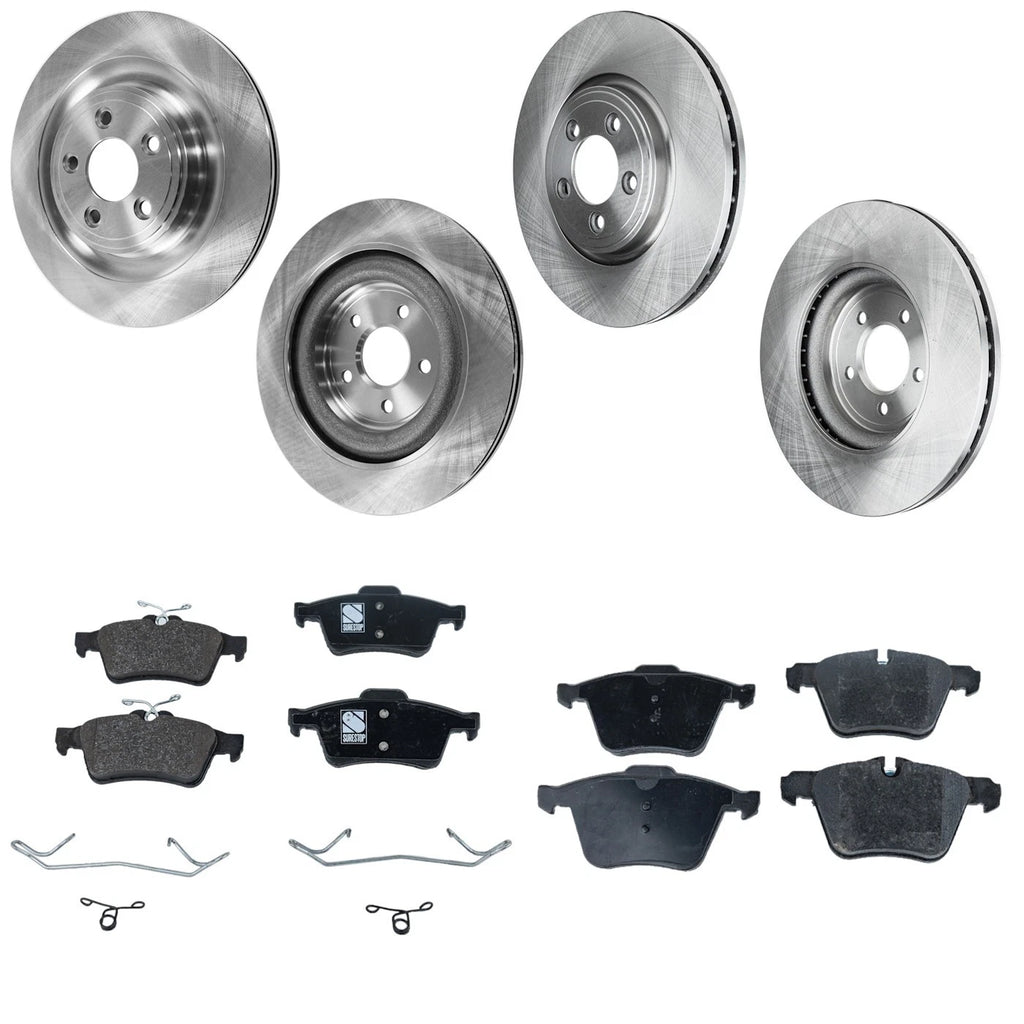 Brake Disc and Pad Kit for Jaguar XF (2013–2015) Front and Rear Organic