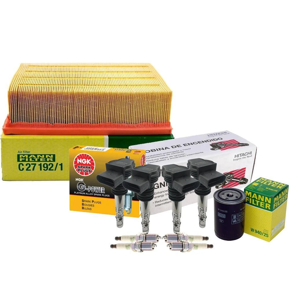 Tune-Up Kit with Mann Filters, NGK Spark Plugs, Hitachi Coils for Audi A4 Quattro