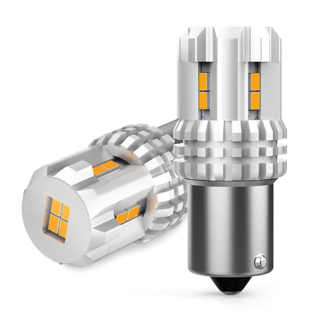 2X 1156 BA15S PY21W Yellow 12-LED Rear Turn Signal Light Bulbs for